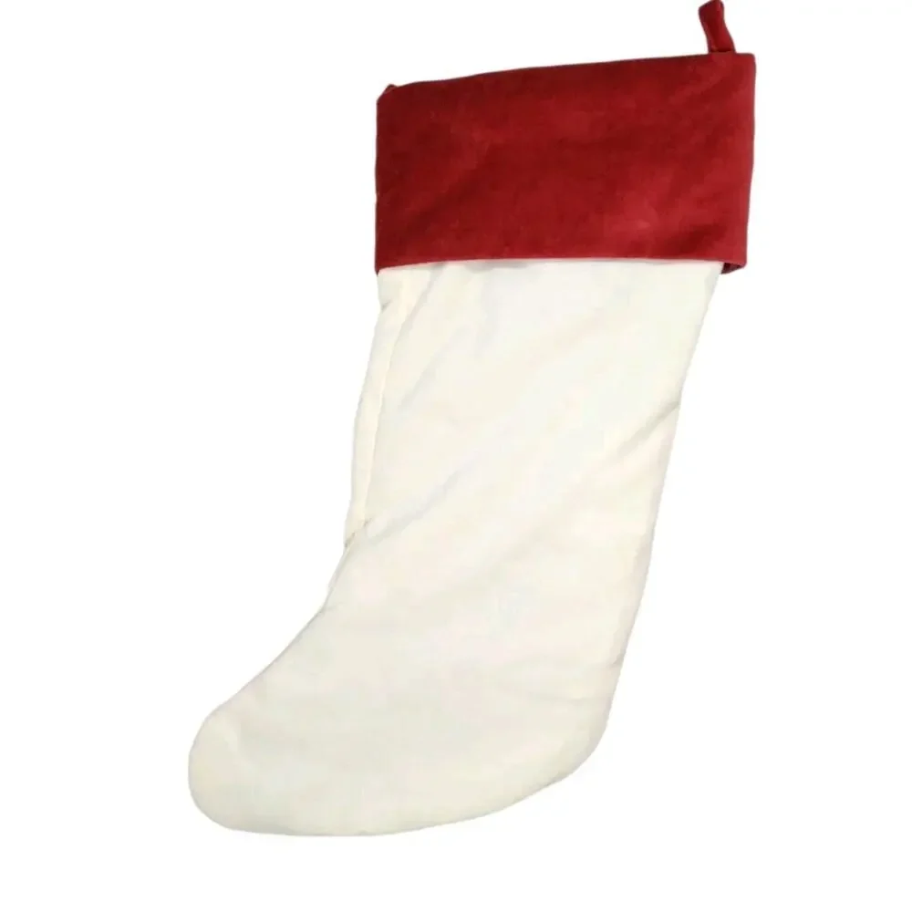 POTTERY BARN Velvet Christmas Stocking Embroidered 